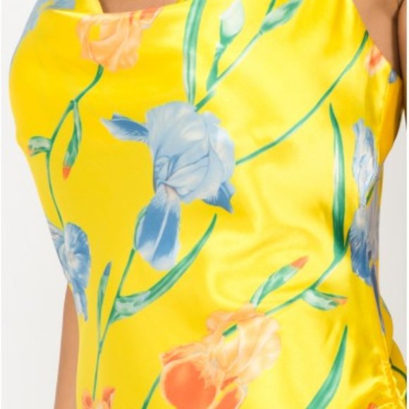 NWT Trendy Floral Satin Slip On Mini Dress - Picture 6 of 6